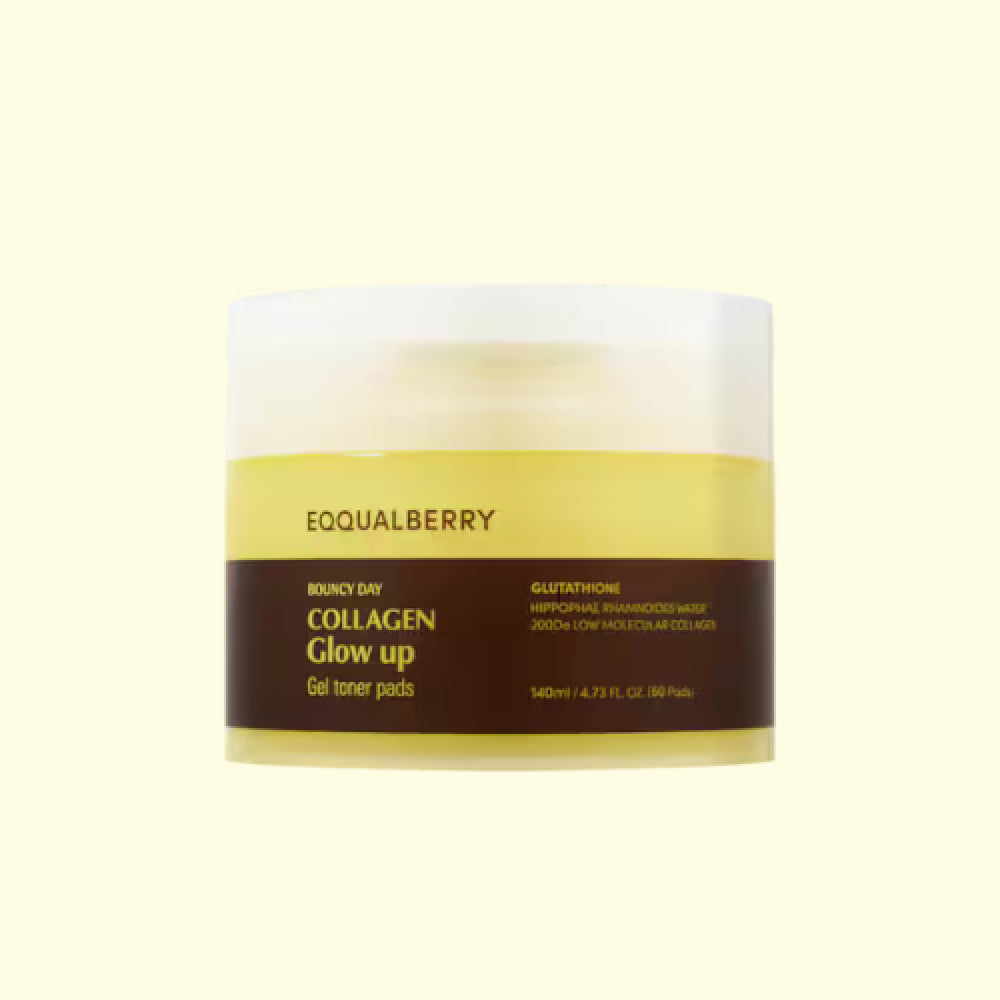 EQQUALBERRY - Collagen Glow Up Gel Toner Pads إيكوالبيري - وسادات تونر جل الكولاجين المتوهج